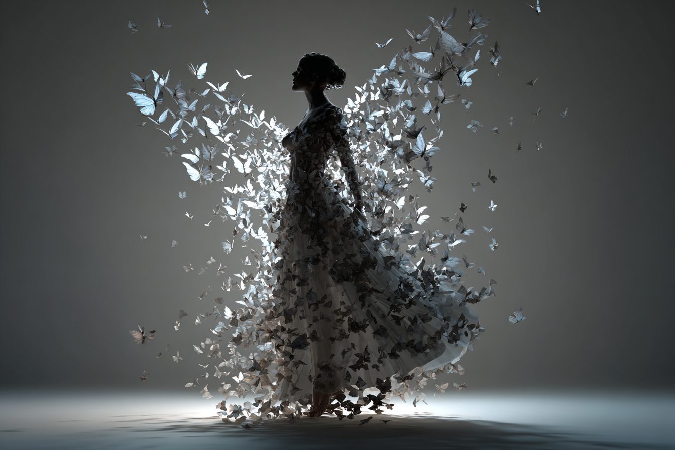 woman healing with butterflies
