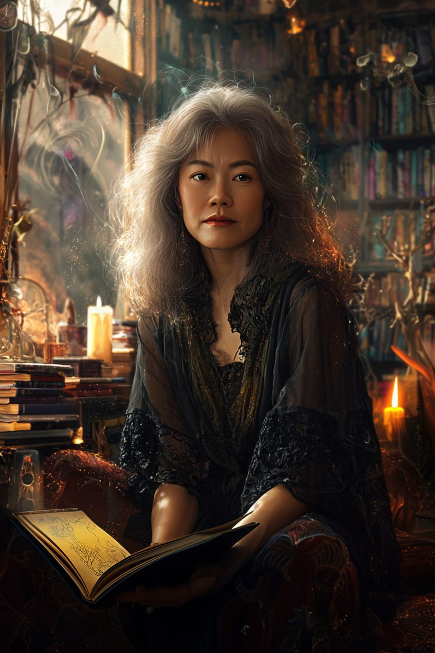 book cover featuring an angel and a sorceress